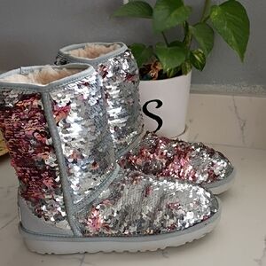 UGG Silver and Pink Sequin Women's Boots